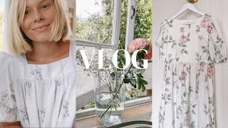 Thumbnail: Small business VLOG - A day in the life, sewing a dress, packing orders & organising vintage fabrics