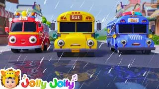 Thumbnail: Rain, Rain, Go Away! The Bus Wants to Play! | Let's go outside! | Jolly Jolly - Nursery Rhymes