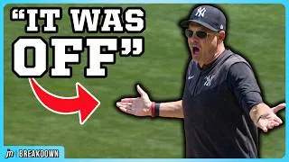 Thumbnail: Aaron Boone argues over a pitch clock malfunction, a breakdown