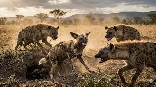 Thumbnail: Hungry Hyenas Suddenly Appear at the Wild Dog Den | Brave Wild Dogs Save Their Pups #wildlife #birds