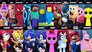 Thumbnail: Sonic vs Mario vs Spider-Man vs Bluey vs 67 vs Minecraft vs Roblox | Super Smash Bros Ultimate