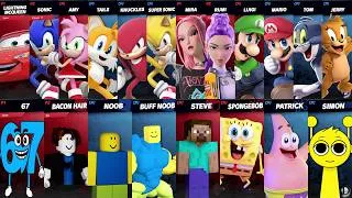 Thumbnail: Sonic vs Mario vs SpongeBob vs 67 vs Minecraft vs Roblox vs Car | Super Smash Bros Ultimate