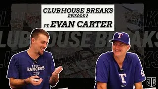 Thumbnail: Texas Rangers Josh Jung And Evan Carter Rip Cards AT Globe Life Field | Clubhouse Breaks Ep. 2