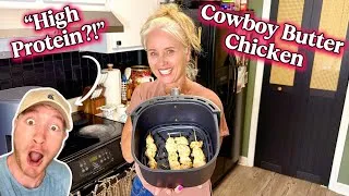 Thumbnail: Attempting another 10 minute recipe! 😳 Cowboy Butter Chicken Skewers! 