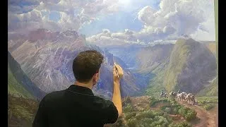 Thumbnail: Oil Painting a LARGE Beautiful landscape! Time-lapse/Cowboys/Moutains/Canyons