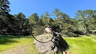 Thumbnail: Peaceful Badminton Sounds while Sitting on a Rock in the Forest | Ambient Street Badminton POV | 4K