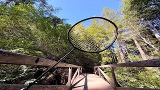 Thumbnail: Crisp Badminton Sounds across a Bridge in the Forest | Ambient Street Badminton POV | 4K