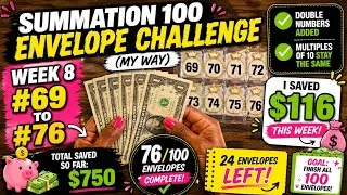 Thumbnail: I Saved $116 in Week 8! 💵 | Summation 100 Envelope Challenge (MY WAY) | #69–76