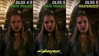 Thumbnail: NVIDIA Neural Rendering Path Tracing DLSS 5 VS DLSS 4.5 VS Raserized in Cyberpunk 2077