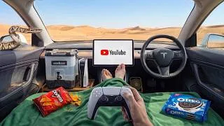 Thumbnail: I Tried Desert Camping In A Tesla