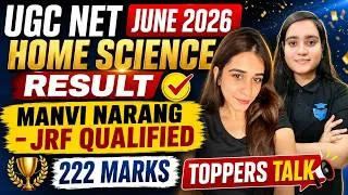 Thumbnail: UGC NET Home Science June 2026 Result 🎉 | Manvi Narang Qualified JRF | 222 Marks | Success Story