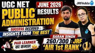 Thumbnail: UGC NET June 2026 Public Administration Result Out | Saran Qualified JRF with AIR 1 in UGC NET