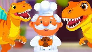 Thumbnail: The Muffin Man with T-rex & Spinosaur - Preschool Songs & Nursery Rhymes for Circle Time
