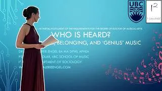 Thumbnail: Lecture Recital: Who Is Heard? Age, Gender, Belonging, and 'Genius' Music | Green College, UBC
