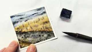 Thumbnail: Abstract WATERCOLOR grassy field landscape painting tutorial » How to paint a stormy sky beginner