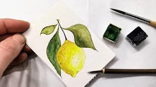 Thumbnail: Easy watercolor LEMON painting tutorial » How to paint realistic lemons and foliage for beginners