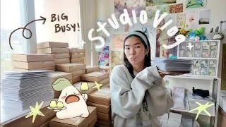 Thumbnail: busy week as a ✦ full time artist ✦ 🌱 packing orders, selling on the weekends & getting organized