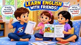 Thumbnail: Learn Easy English Conversation Between Friends -  Part 4 | Daily English Sentences for Kids