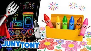 Thumbnail: Colorful Crayon Fairies! 🖍️🎨 | Learn Colors Song | Color Songs for Kids | JunyTony