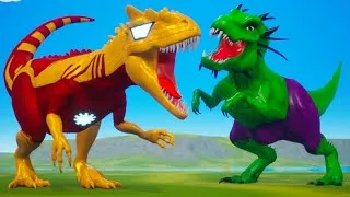 Thumbnail: Hulk Dinosaur Takes on Ironman Allosaurus in EPIC Jurassic Battle! 🦕💥