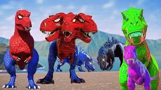 Thumbnail: Spider-Man Dinosaurs, T-Rex, Indoraptor, Indominus,Godzilla Battle Jurassic World Evolution