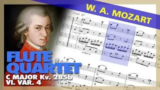 Thumbnail: 🎼 W. A. MOZART - FLUTE QUARTET in C Major [Kv 285b] VI.VAR 4 (Sheet Music Scrolling)