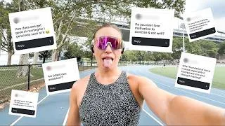 Thumbnail: PERSONAL TRAINER Q&A | running faster, motivation, functional training, & more!