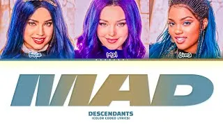 Thumbnail: (AI Cover) Descendants 'Mad (Mal, Evie & Uma Ver.)' Lyrics (Color Coded Lyrics)
