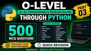 Thumbnail: 💯 O Level M3-R5 Python | 500 Important MCQs | Quick Revision Part 3