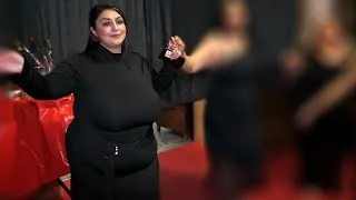 Thumbnail: Black High Neck Long Sleeve Maxi Dress