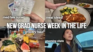 Thumbnail: NEW GRAD NURSE WEEKLY VLOG | meal ideas, grocery haul, a rough shift 