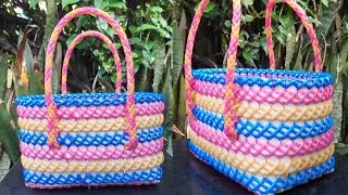 Thumbnail: Straps Basket with plastic wire,  Multiple colour plastic wire Bag 
