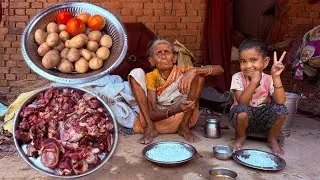 Thumbnail: Poor old widow Grandma cooking DUCK MEAT Curry With Potato recipes and eating 