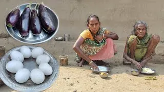 Thumbnail: EGG CURRY With Brinjal recipe cooking and eating by old poor grandma ||village cooking life 