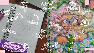 Thumbnail: Painting The FIRST Page of My NEW Sketchbook! | OC KAILA & BAILEY DRAWING Process 🎨✨
