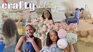 Thumbnail: spend a few crafty days with me 💐🧶 | crocheting a blanket, craft room renovations, movies, & more