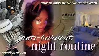 Thumbnail: ANTI-BURNOUT NIGHT ROUTINE 🌙 | how to slow down when life wont + practical advice + self-care