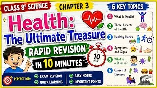 Thumbnail: Class 8 Science Curiosity Ch-3 | Health: The Ultimate Treasure | Rapid Revision in 10 Minutes | 