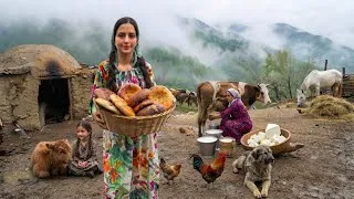Thumbnail: IRAN rural life; Making cheese and cheesy bread