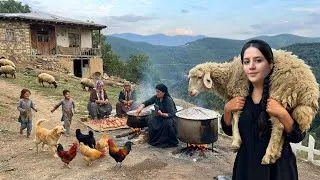 Thumbnail: IRAN village life; Butchering a lamb and cooking it with rice