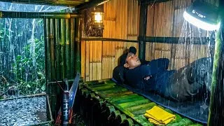 Thumbnail: SURVIVAL in a Severe Thunderstorm HEAVY RAIN in a Bamboo Bushcraft Shelter ASMR
