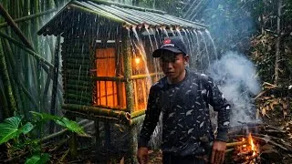 Thumbnail: Camping in Heavy Rain 6 Days Solo Survival Building a Bamboo Shelter in a Thunderstorm ASMR