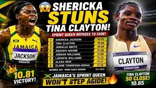 Thumbnail: 😱OMG! Shericka Jackson STUNS Tina Clayton 🇯🇲 Sprint Queen Refuses to Fade with Blazing 10.81 Victory