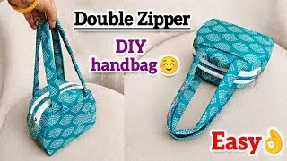 Thumbnail:  Double Zipper Handbag | सिर्फ 1 कट में बनाएं 😆 | Very Easy Bag Making Trick ✨#diybag 