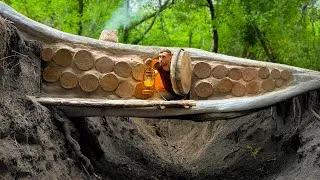 Thumbnail: Building a Cozy Log Shelter on a Fallen Tree by the Ravine | Bushcraft Shelter