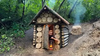 Thumbnail: Building a Warm and Cozy Earthen Log Cabin | Bushcraft, Survival, Dugout