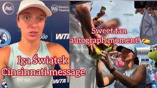 Thumbnail: 🏆 Iga Świątek — Message After Win + Signs Autographs For Fans! 🎾💙/ CINCINNATI OPEN2026