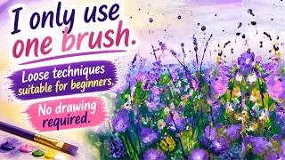Thumbnail: How To Paint a Simple Atmospheric Wildflowers in Acrylics Using Just ONE BRUSH