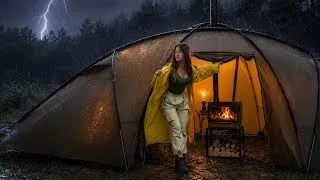 Thumbnail: ⛈️ Heavy Rain Hit While I Was Setting Up My Tent | 36 Hours Camping with My Cats