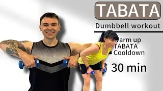 Thumbnail: 30 Min TABATA Full Body Dumbbell Workout | Home HIIT Training with Warm Up & Cool Down | #TBDB4.3